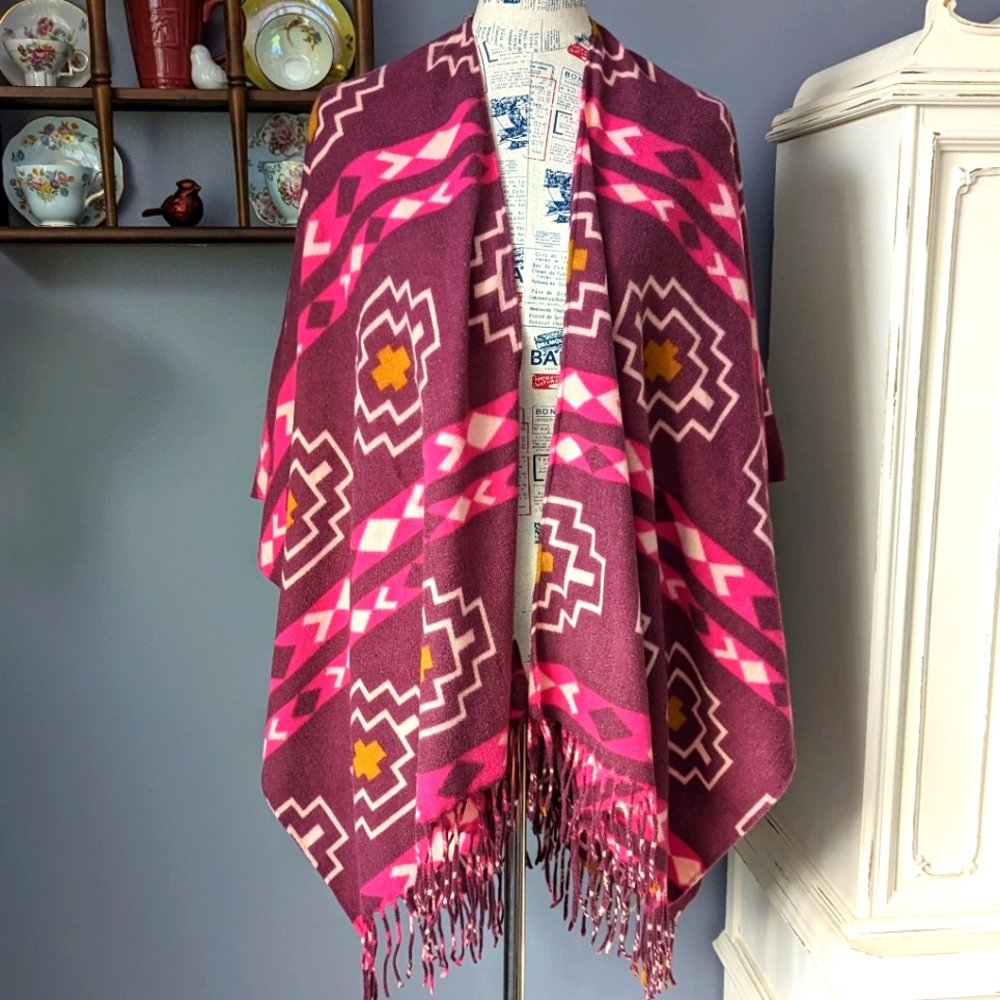 Aztec print poncho